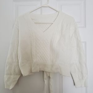 Cable knit tie back sweater